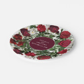 ブルゴーニュモダンフローラウォーターカラーエレガントな結婚式 ペーパープレート (アングル)