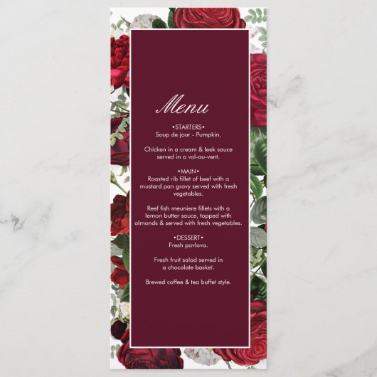 ブルゴーニュモダンフローラウォーターカラーエレガントな結婚式 メニュー (正面)