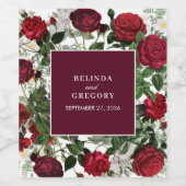 ブルゴーニュモダンフローラウォーターカラーエレガントな結婚式 ワインラベル (シングルラベル)