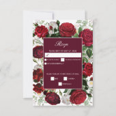 ブルゴーニュモダンフローラウォーターカラーエレガントな結婚式 出欠カード (正面)