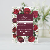 ブルゴーニュモダンフローラウォーターカラーエレガントな結婚式 出欠カード (スタンド正面)