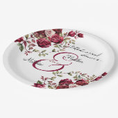 ブルゴーニュモダンフローラリハーサル結婚ディナー ペーパープレート (アングル)