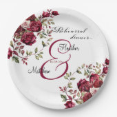 ブルゴーニュモダンフローラリハーサル結婚ディナー ペーパープレート (正面)