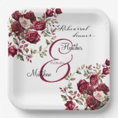ブルゴーニュモダンフローラリハーサル結婚ディナー ペーパープレート (正面)