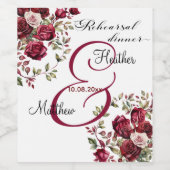 ブルゴーニュモダンフローラリハーサル結婚ディナー ワインラベル (シングルラベル)