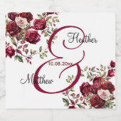 ブルゴーニュモダンフローラ結婚スクリプト ビールラベル (シングルラベル)