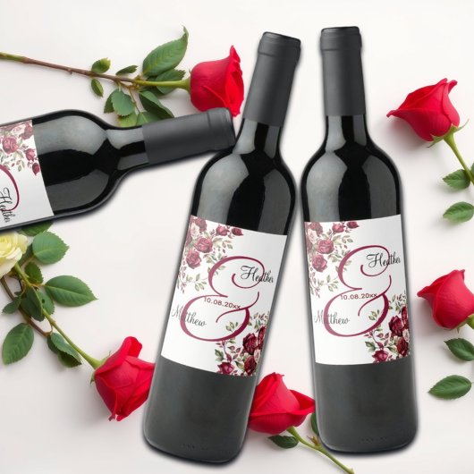 ブルゴーニュモダンフローラ結婚スクリプト ワインラベル