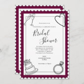 ブルゴーニュモダンブライダルシャワー 招待状 (正面/裏面)
