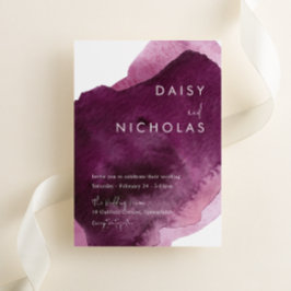 ブルゴーニュモダンマルーン水結婚色 招待状