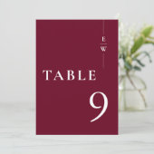 ブルゴーニュモダンミニマリストの表番号 招待状 (スタンド正面)