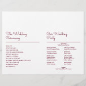 ブルゴーニュモダンミニマリスト結婚式 プログラム (裏面)