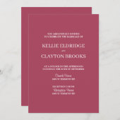 ブルゴーニュモダンミニマル結婚式招待状 招待状 (正面/裏面)