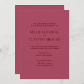 ブルゴーニュモダンミニマル結婚式招待状 招待状 (正面/裏面)