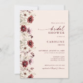 ブルゴーニュモダンワイルドフラワーブライダルシャワー 招待状 (正面)