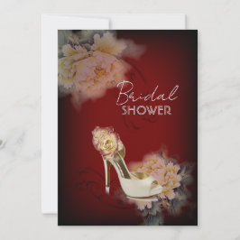 ブルゴーニュモダンヴィンテージ牡丹フローラブライダルシャワー 招待状