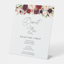 ブルゴーニュモダンーと赤面フローラデザートバー標識 台座サイン