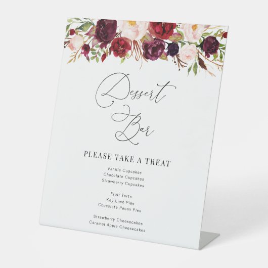 ブルゴーニュモダンーと赤面フローラデザートバー標識 台座サイン (正面)