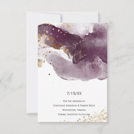 ブルゴーニュモダンーと金ゴールドブラシストローク日付を保存 (正面)