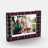 ブルゴーニュモダンーの素朴なタータンチェックチェック家族の写真 フォトブロック (左)