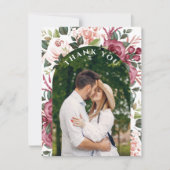 ブルゴーニュモダンーアイボリークリームピンクフローラ写真 サンキューカード (正面)
