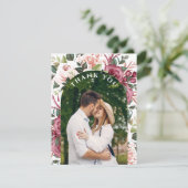 ブルゴーニュモダンーアイボリークリームピンクフローラ写真 サンキューカード (スタンド正面)