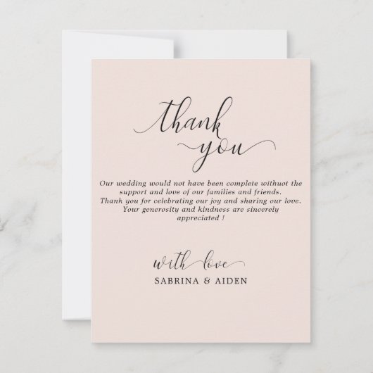 ブルゴーニュモダンーアイボリークリームピンクフローラ写真 サンキューカード (裏面)