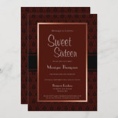 ブルゴーニュモダンーカッパースウィート16バースデーパーティー 招待状 (正面/裏面)