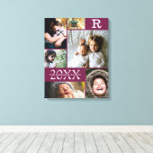 ブルゴーニュモダンーカラーブロックファミリー6フォトコラージュ キャンバスプリント (インサイチュ (ウッドフロア))