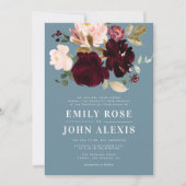 ブルゴーニュモダンーダスティブルー結婚式招待状 招待状 (正面)