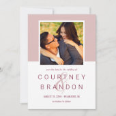 ブルゴーニュモダンーバラピンクモノグラム結婚の写真 セーブザデート (正面)