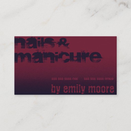 ブルゴーニュモダンーパープルネイルアートデザイナーマニキュア 名刺 (正面)