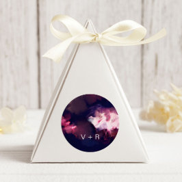 ブルゴーニュモダンーブラシ線モノグラム結婚の ラウンドシール