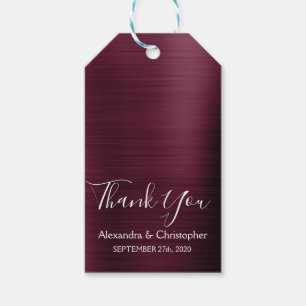 ブルゴーニュモダンー結婚クランベリー ギフトタグ