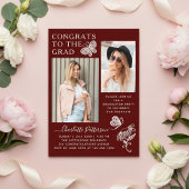 ブルゴーニュモダンー蝶の写真卒業パーティー アクリル招待状