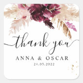 ブルゴーニュモダンー赤面ピンクフローラ スクエアシール (正面)