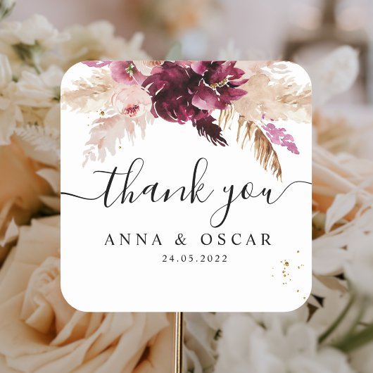 ブルゴーニュモダンー赤面ピンクフローラ スクエアシール