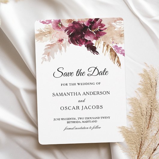 ブルゴーニュモダンー赤面ピンクフローラ セーブザデート