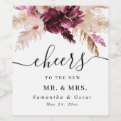 ブルゴーニュモダンー赤面ピンクフローラ ワインラベル (シングルラベル)