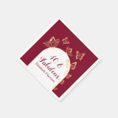 ブルゴーニュモダンー金ゴールド蝶の素晴らしい誕生日 スタンダードカクテルナプキン (角)