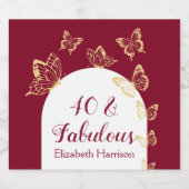 ブルゴーニュモダンー金ゴールド蝶の素晴らしい誕生日 スパークリングワインラベル (シングルラベル)