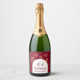 ブルゴーニュモダンー金ゴールド蝶の素晴らしい誕生日 スパークリングワインラベル