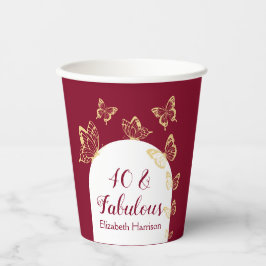 ブルゴーニュモダンー金ゴールド蝶の素晴らしい誕生日 紙コップ