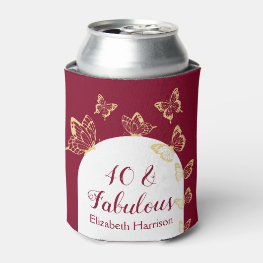 ブルゴーニュモダンー金ゴールド蝶の素晴らしい誕生日 缶クーラー (缶正面)