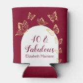 ブルゴーニュモダンー金ゴールド蝶の素晴らしい誕生日 缶クーラー (裏面)