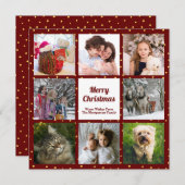 ブルゴーニュモダンー金箔ドット8フォトコラージュ シーズンカード (正面/裏面)