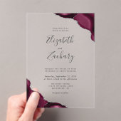 ブルゴーニュモダンー銀のアゲートコーナー結婚ズ アクリル招待状 (インサイチュ (ポータブル))