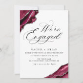 ブルゴーニュモダンー銀アゲート酸婚約パーティ 招待状 (正面)