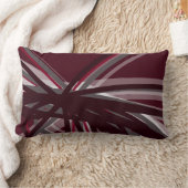 ブルゴーニュモダンー&グレー抽象芸術リボン ランバークッション (ブランケット)