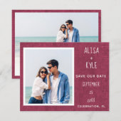 ブルゴーニュモダン写真Save the Date (正面/裏面)