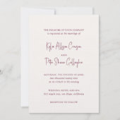 ブルゴーニュモダン手書きスクリプトエレガントな結婚式 招待状 (正面)